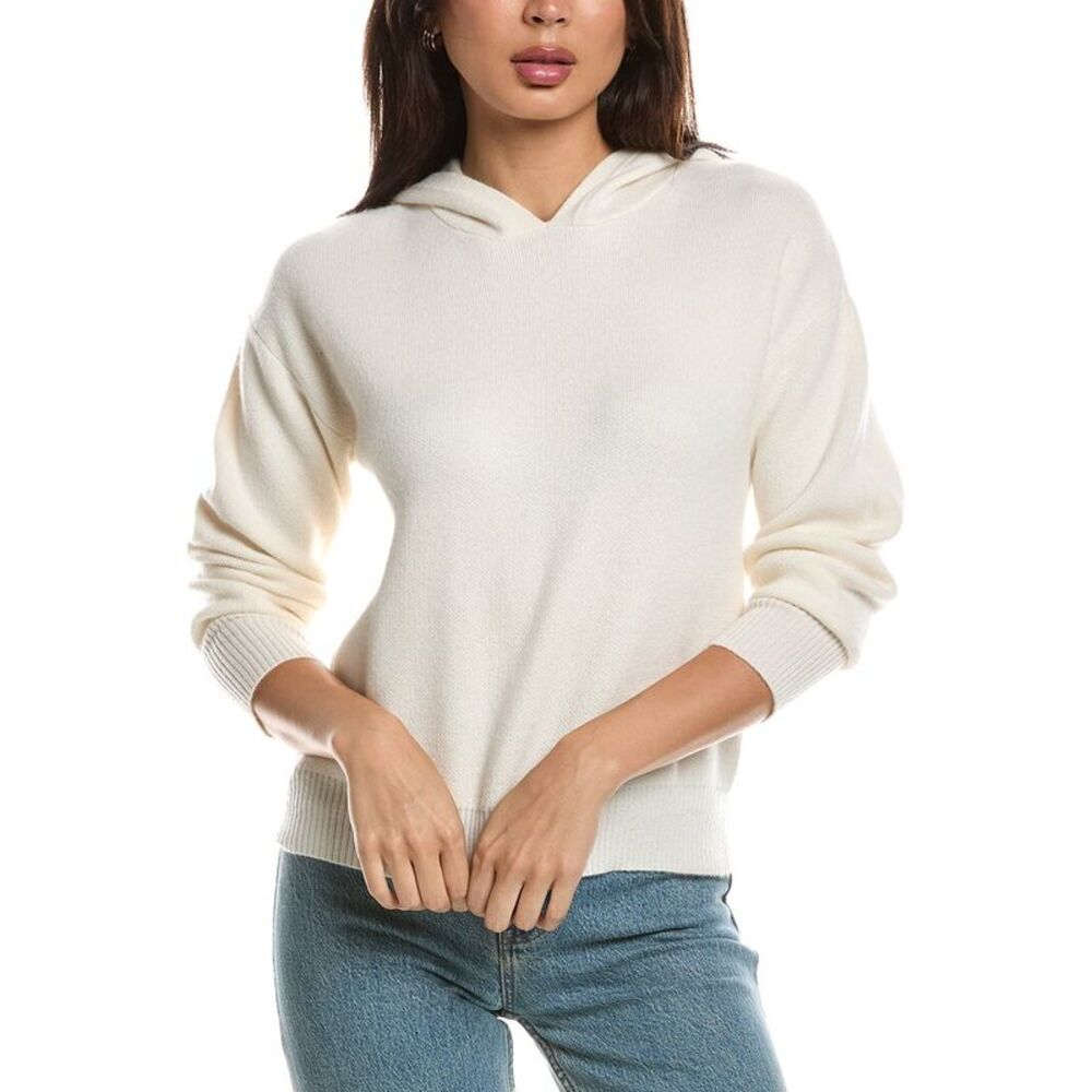 Forte Cashmere Womens  Double Knit 100% Cashmere Hoodie, White